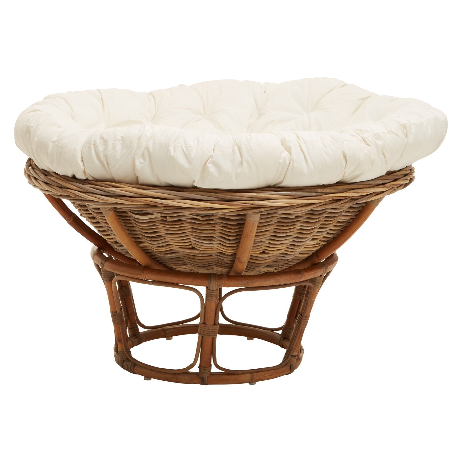 Marano Round Rattan Papasan Chair with Cream Cushion full product shot