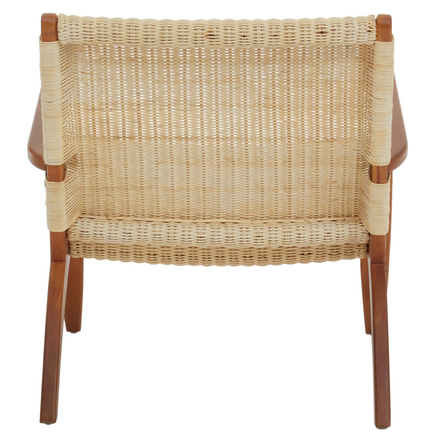 Juno Natural Rattan Chair solid mahogany leg detail