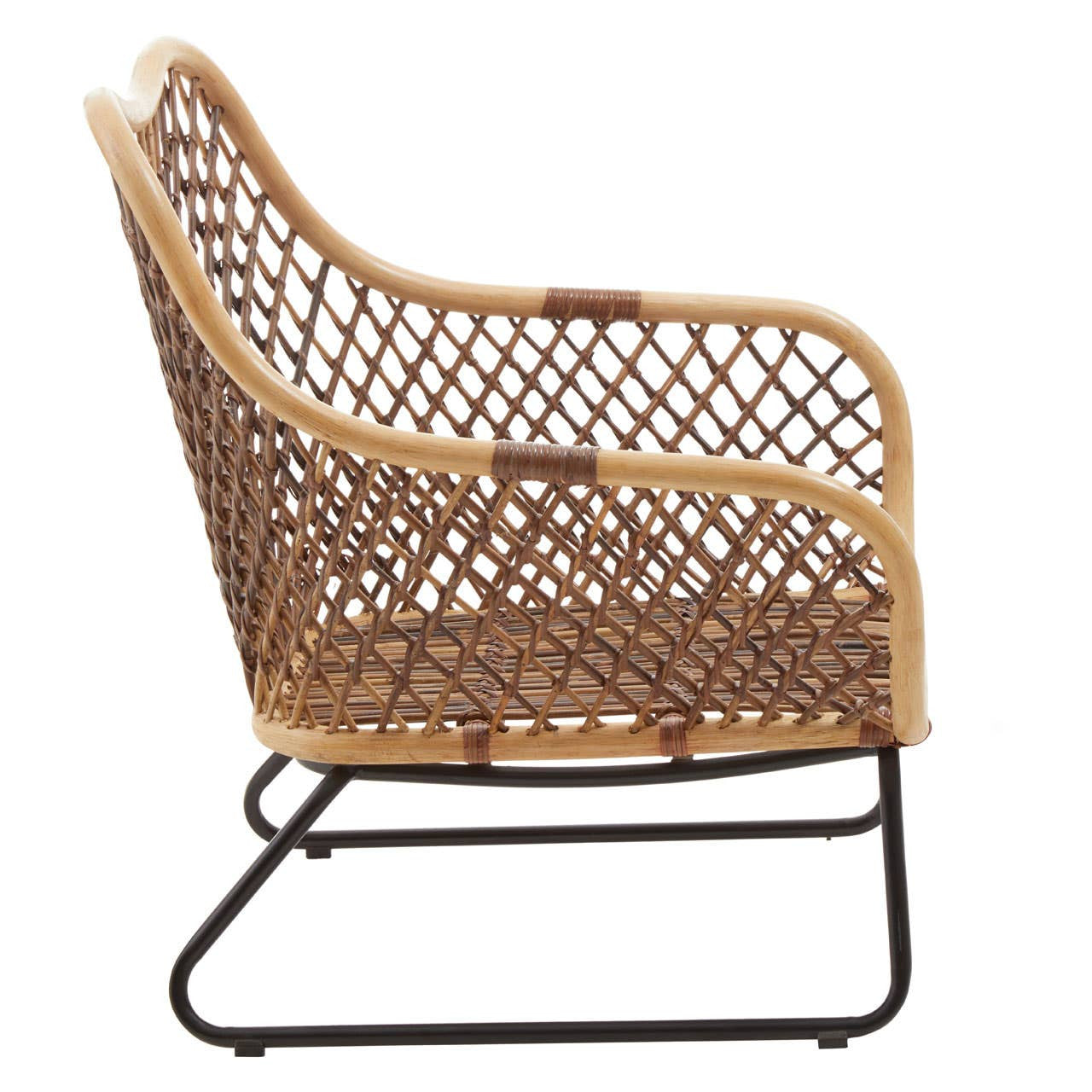 Marano Black Iron Frame Chair styled outdoors on garden terrace