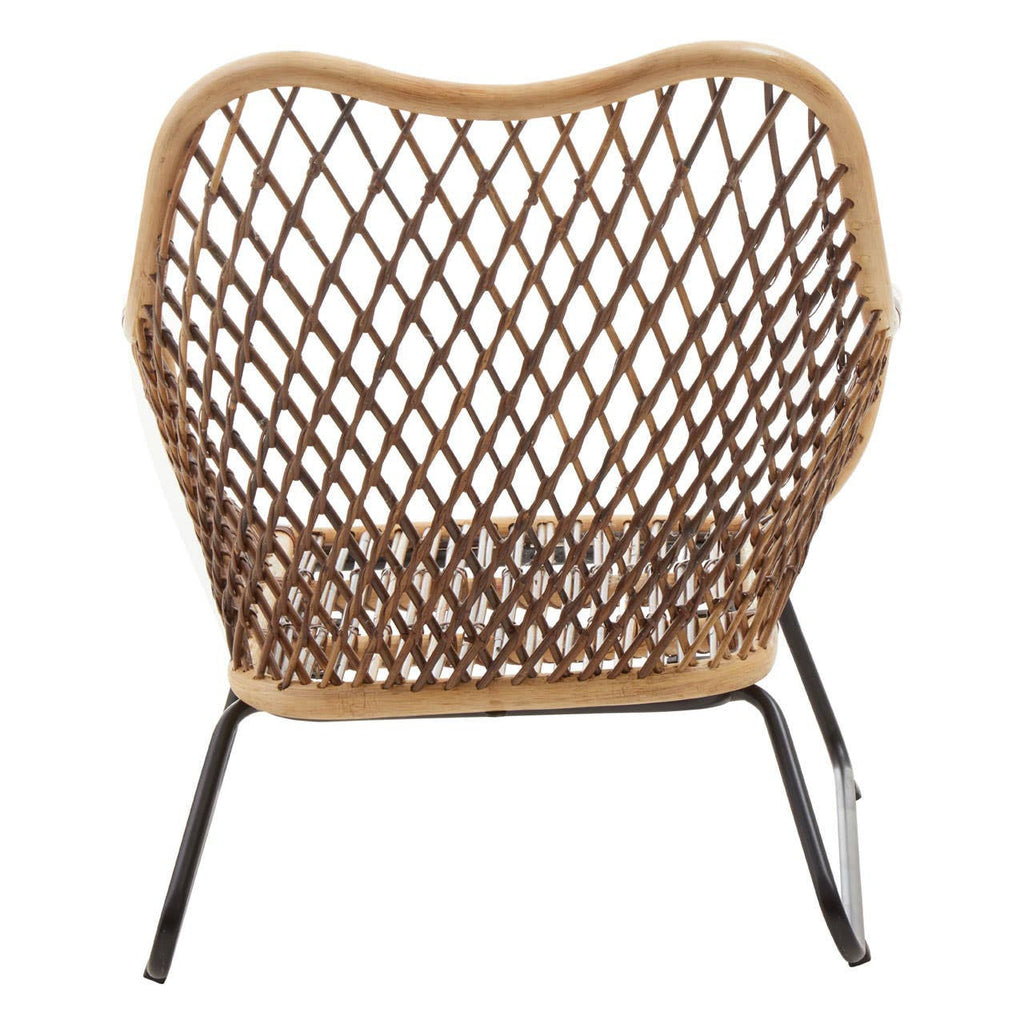 Marano Black Iron Frame Rattan Chair back view showing frame construction