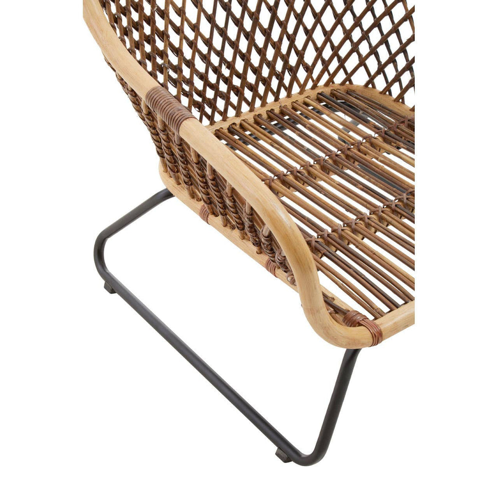 Marano Black Iron Frame Rattan Chair overhead product shot