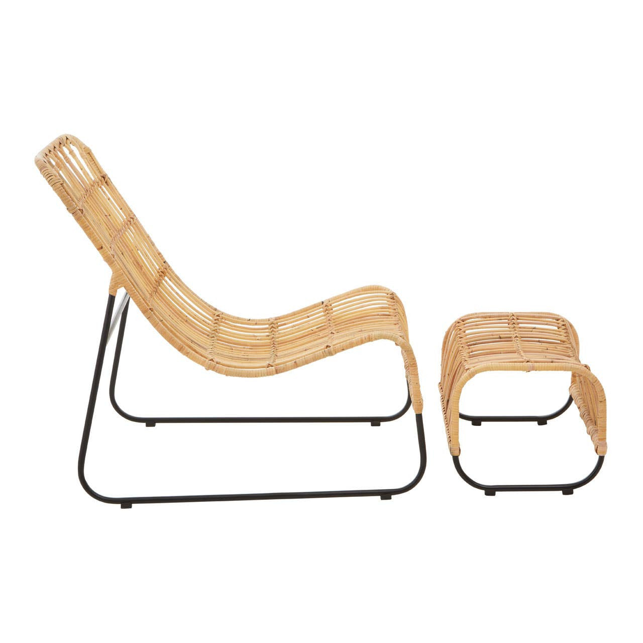 Marano Rattan Lounge Chair and Footstool Set styled in conservatory