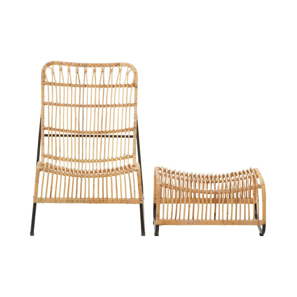 Marano Rattan Chair and Footstool Set back view showing frame construction