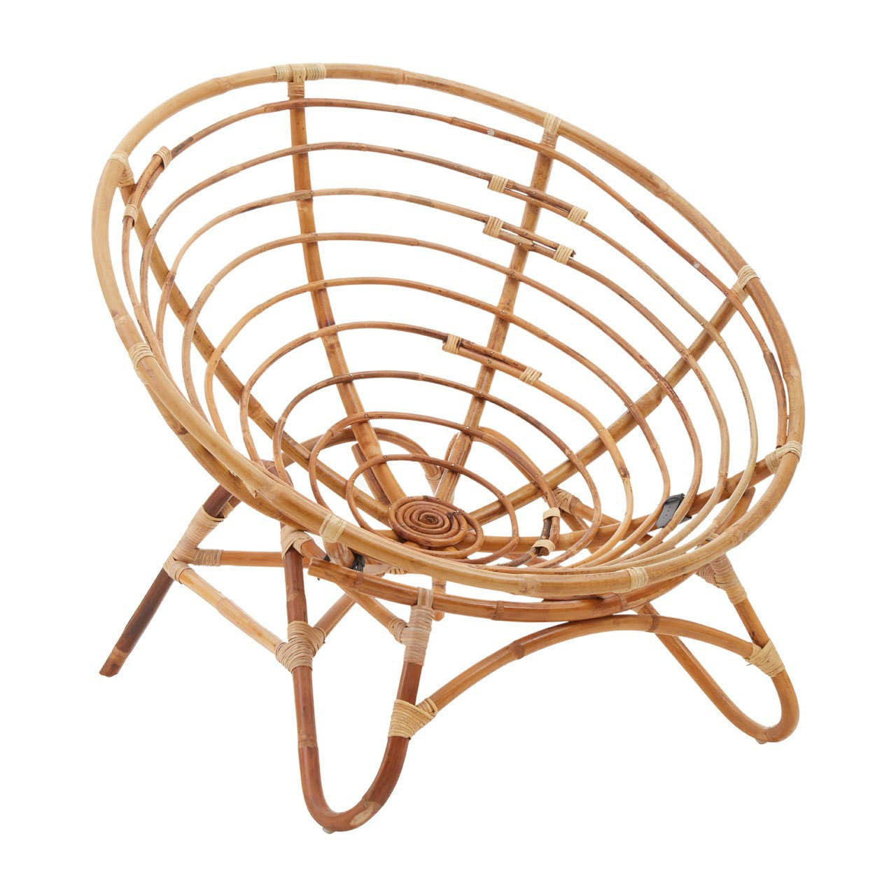 Marano Papasan Rattan Chair side profile showing curved organic form