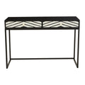 Axis Two Drawer Console Table – hand-laid bone inlay angular pattern, front view