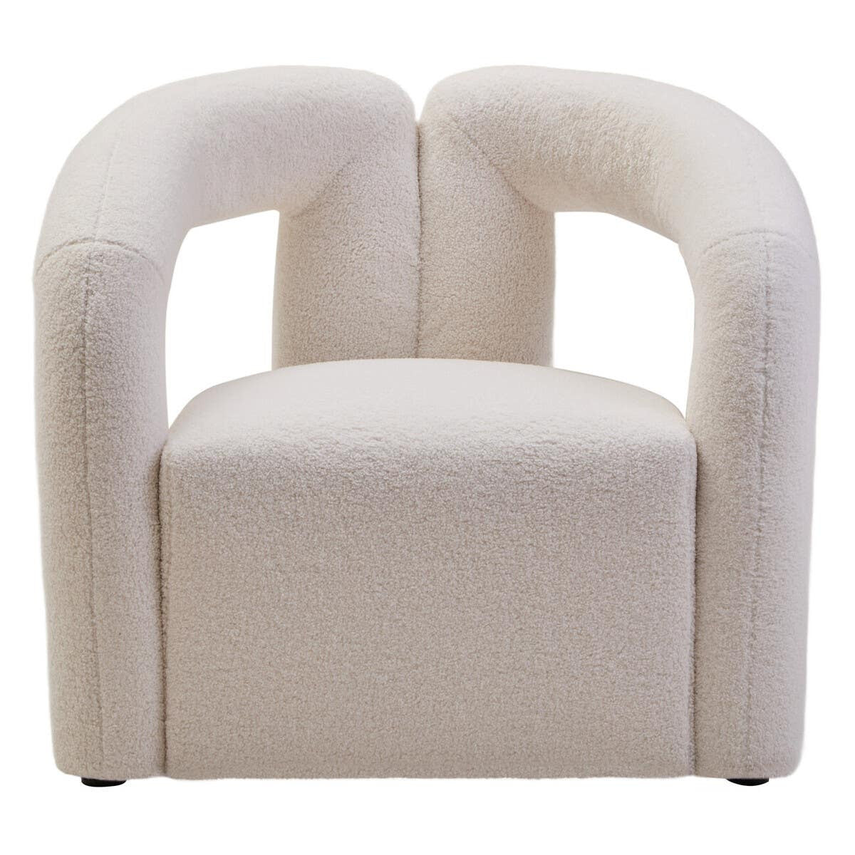 Diana Ivory Boucle Chair back view showing sculptural silhouette