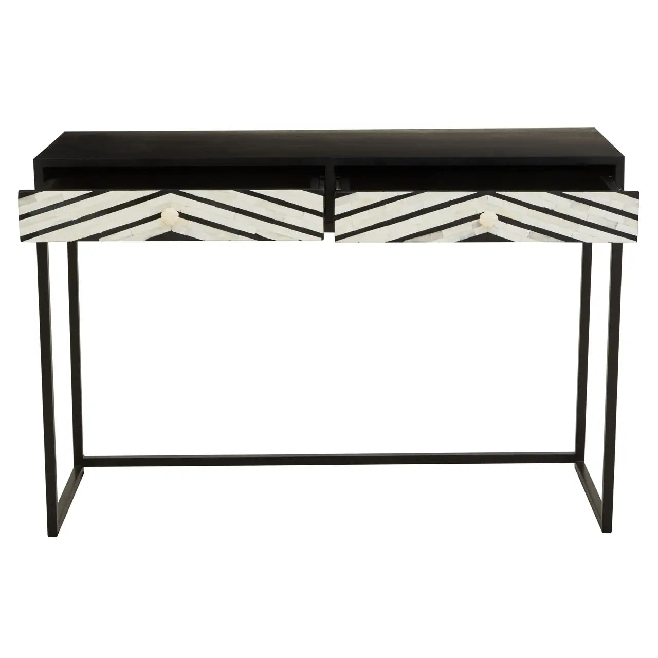 Axis Two Drawer Console Table bone inlay detail close-up showing intricate pattern
