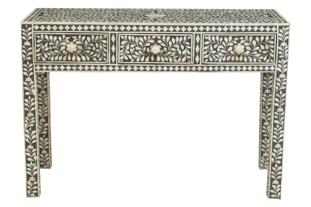 Axis Bone Inlay Writing Desk styled in home office setting