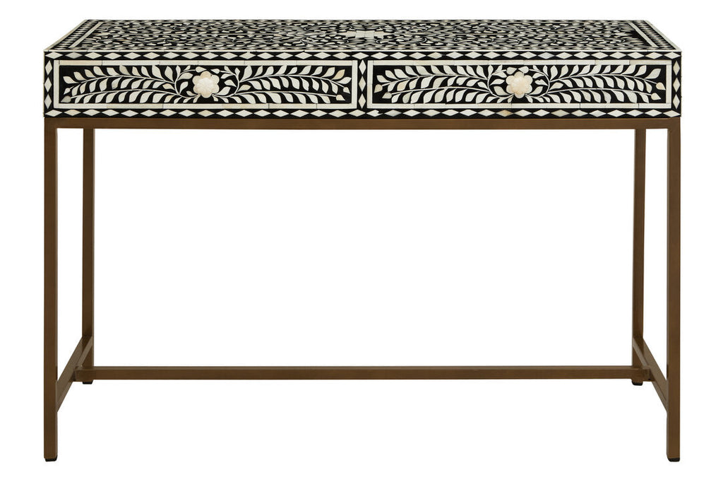 Axis Floral Bone Inlay Console Table inlay detail close-up