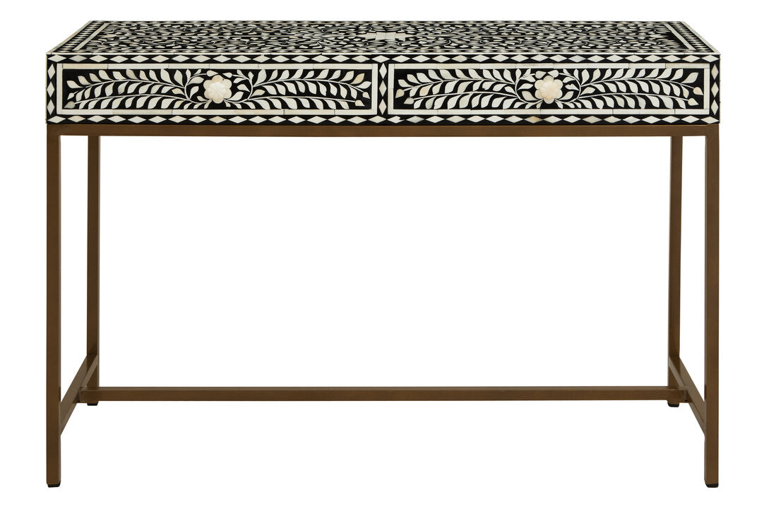 Axis Floral Bone Inlay Console Table inlay detail close-up