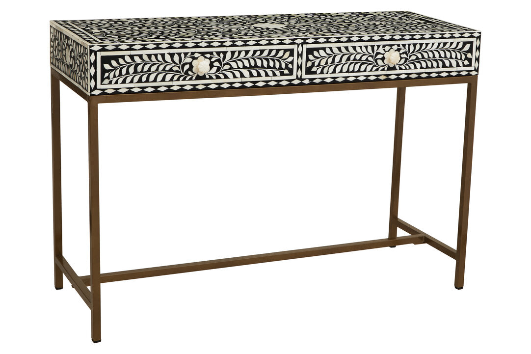 Axis Floral Bone Inlay Console Table full front product shot