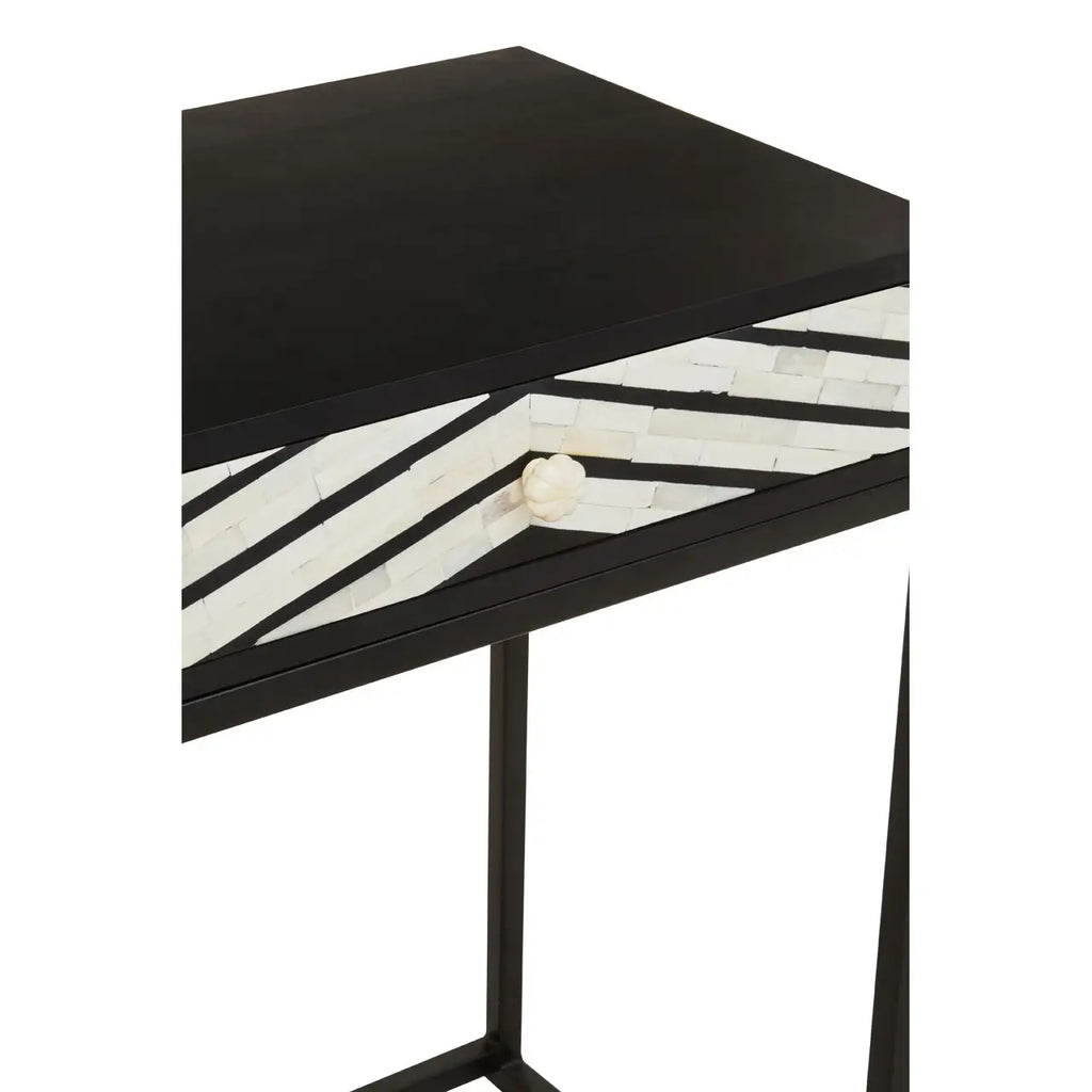 Axis Bone Inlay Console Table overhead view showing angular pattern surface