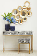 Axis Two Drawer Floral Bone Inlay Console Table – intricate floral inlay pattern, front view