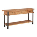 Forma 3 Drawer Console Table – metal frame with fir wood, front view
