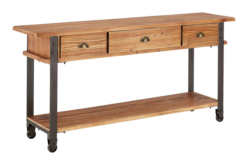 Forma 3 Drawer Console Table side profile showing three-drawer storage