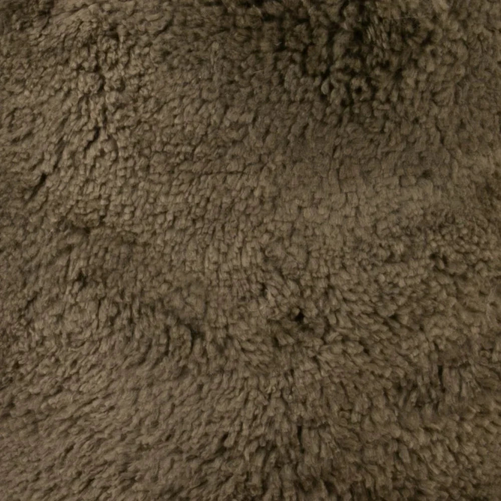 Khaki Green Sheepskin Pouffe short pile texture detail close-up