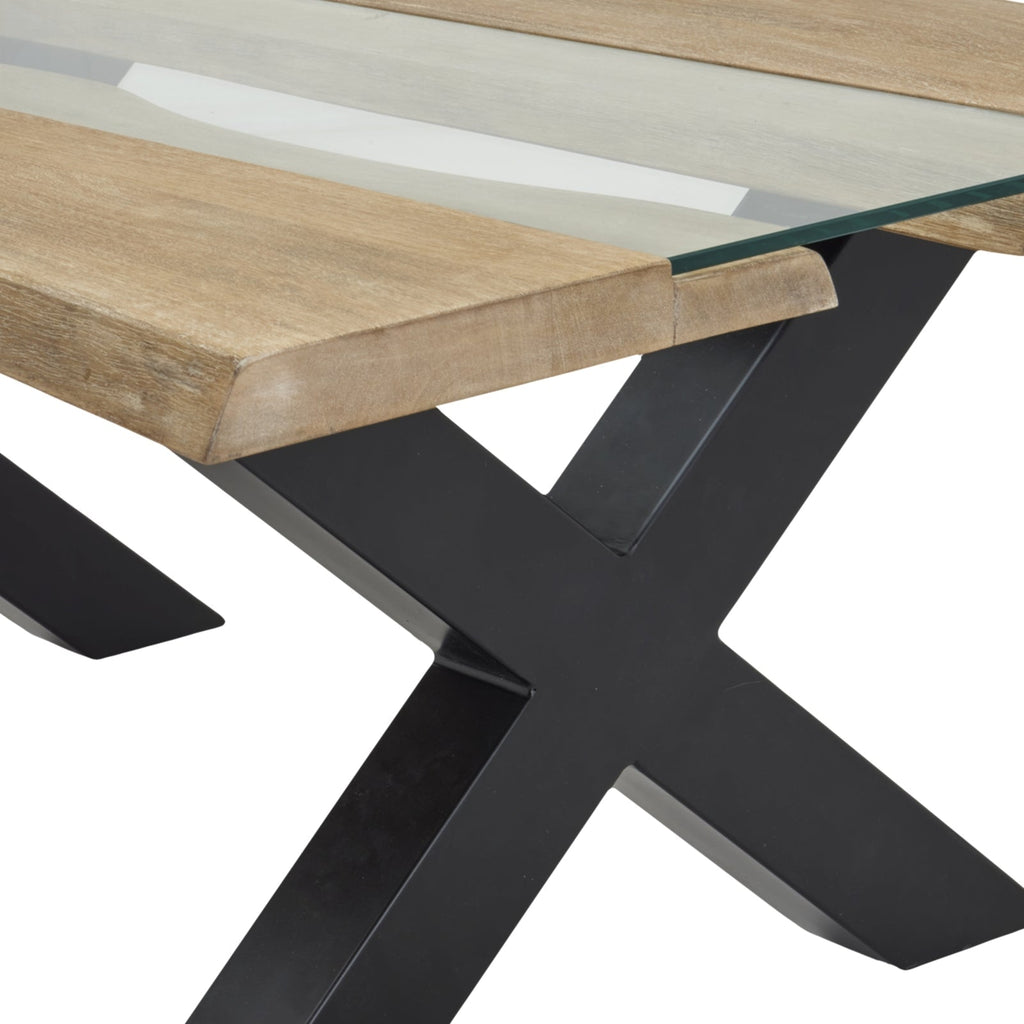 Light Acacia River Live Edge Coffee Table natural wood grain and live edge form detail