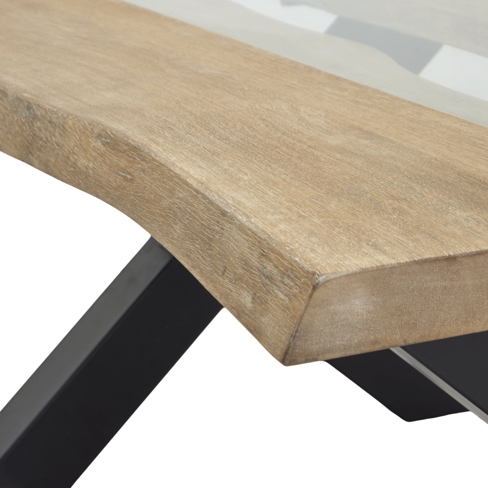 Light Acacia River Live Edge Coffee Table overhead view showing unique wood pattern