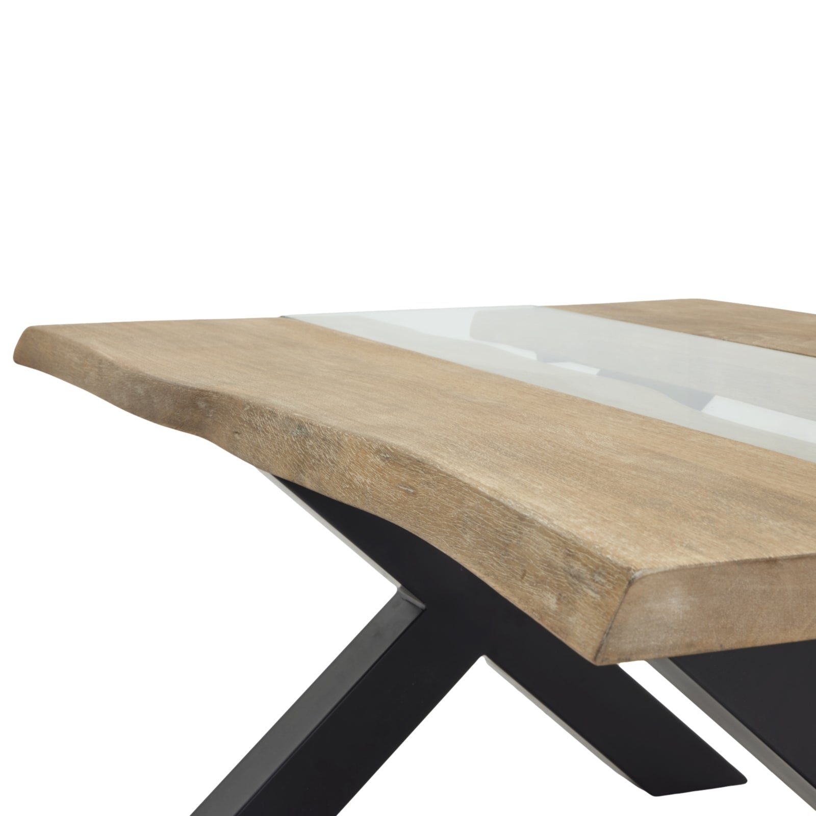 Light Acacia River Live Edge Coffee Table full product shot on white background