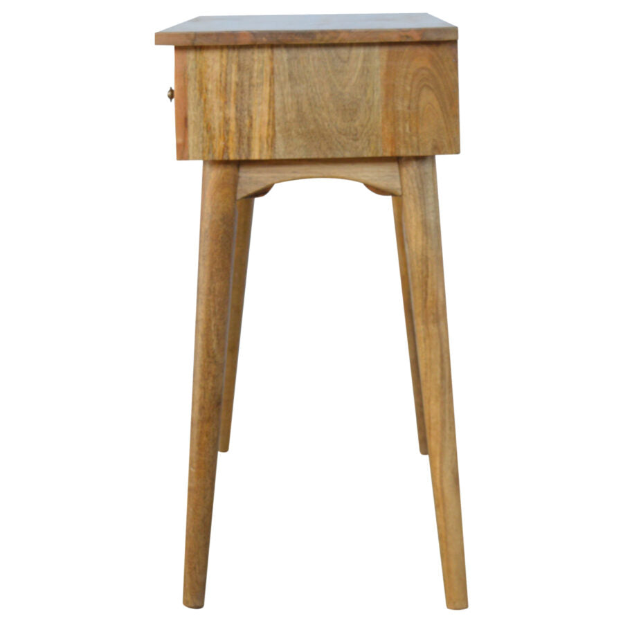 Nordic 3 Drawer Wooden Console Table three-quarter angle view