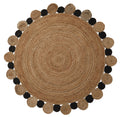 Nuvia Looma Large Natural and Black Jute Rug – round hand-woven rug, overhead flat lay