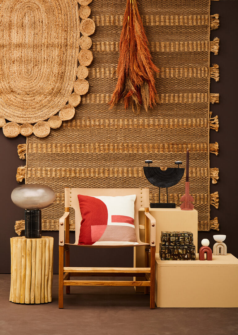 Nuvia Nexo Striped Hemp Rug overhead view showing full stripe pattern