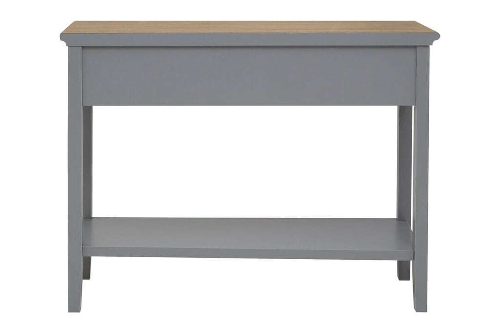 Oxford Antique Grey Console Table three-quarter angle view