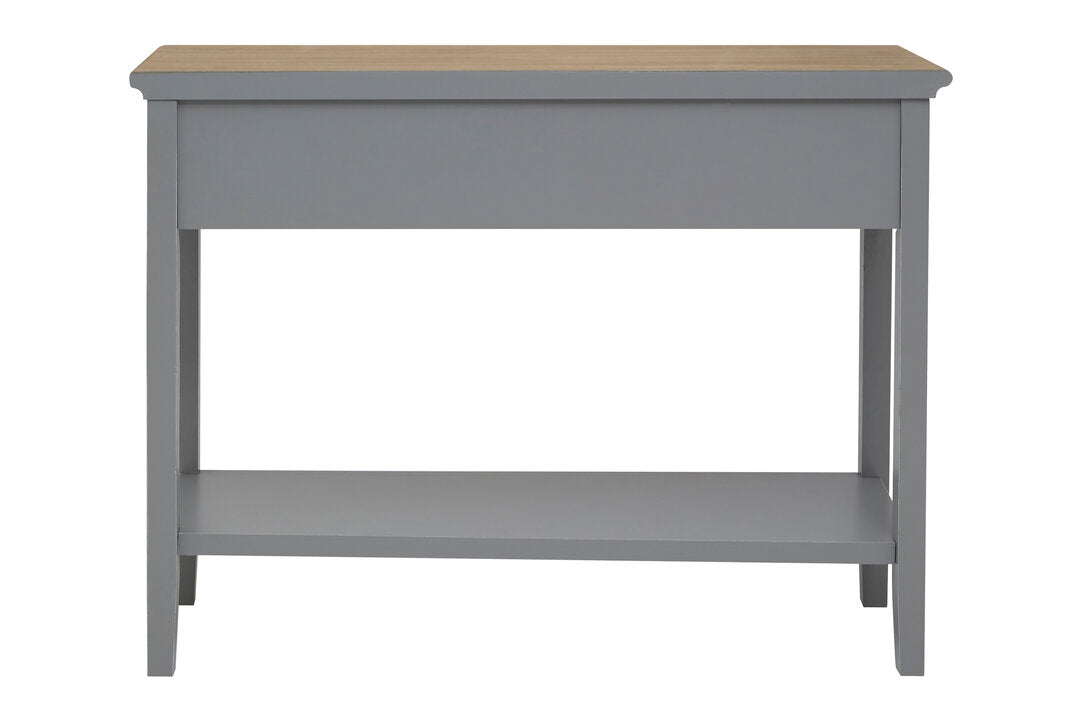 Oxford Antique Grey Console Table three-quarter angle view