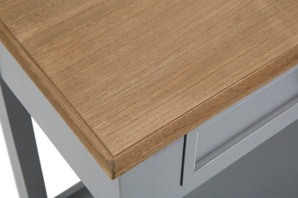 Oxford Antique Grey Console Table leg detail showing sustainable paulownia wood