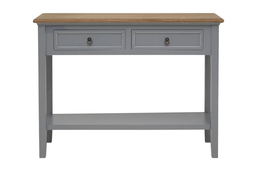 Oxford Antique Grey Console Table side profile showing slim hallway-friendly silhouette