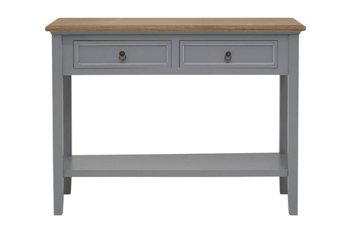 Oxford Antique Grey Console Table side profile showing slim hallway-friendly silhouette