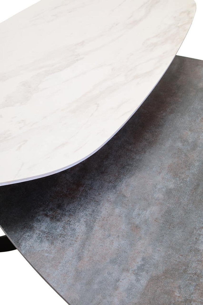 Regalia 2 Tier Large Asymmetrical Ceramic Coffee Table lifestyle styling