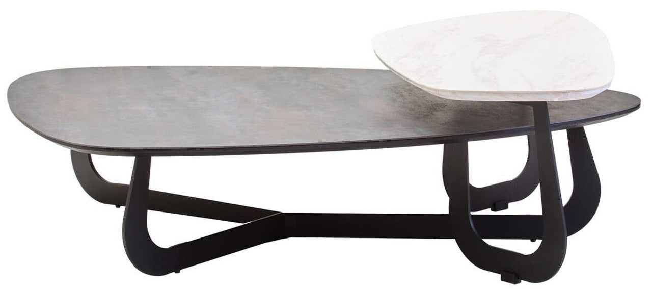 Regalia 2 Tier Large Asymmetric Coffee Table styled in luxury living room