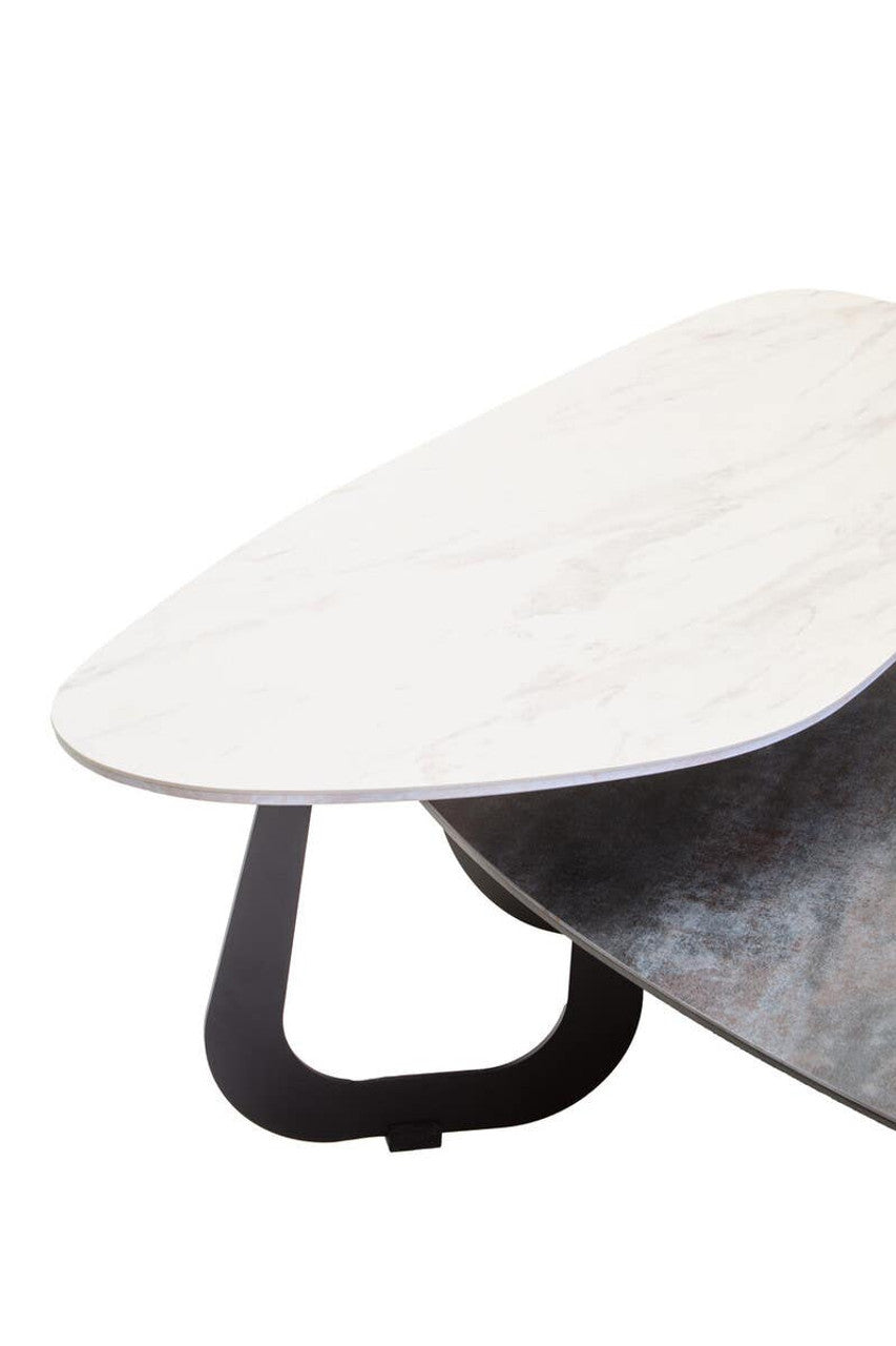 Regalia 2 Tier Large Asymmetrical Ceramic Table overhead view