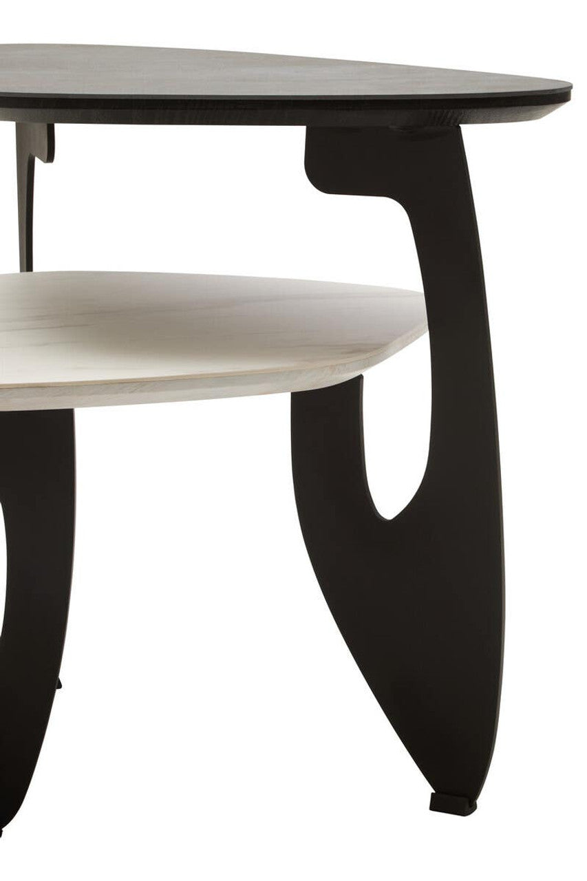 Regalia 2 Tier Small Asymmetric Coffee Table styled in contemporary living room
