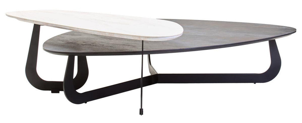 Regalia 2 Tier Large Coffee Table grey marble-effect lower tier detail