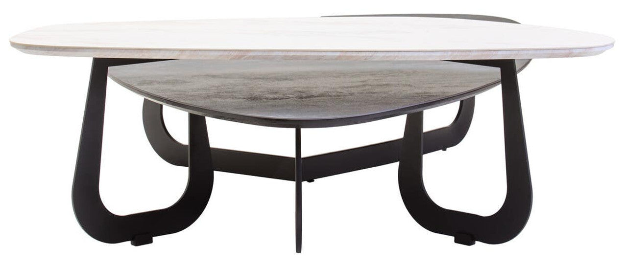 Regalia Large Asymmetric Ceramic Coffee Table upper tier white ceramic detail