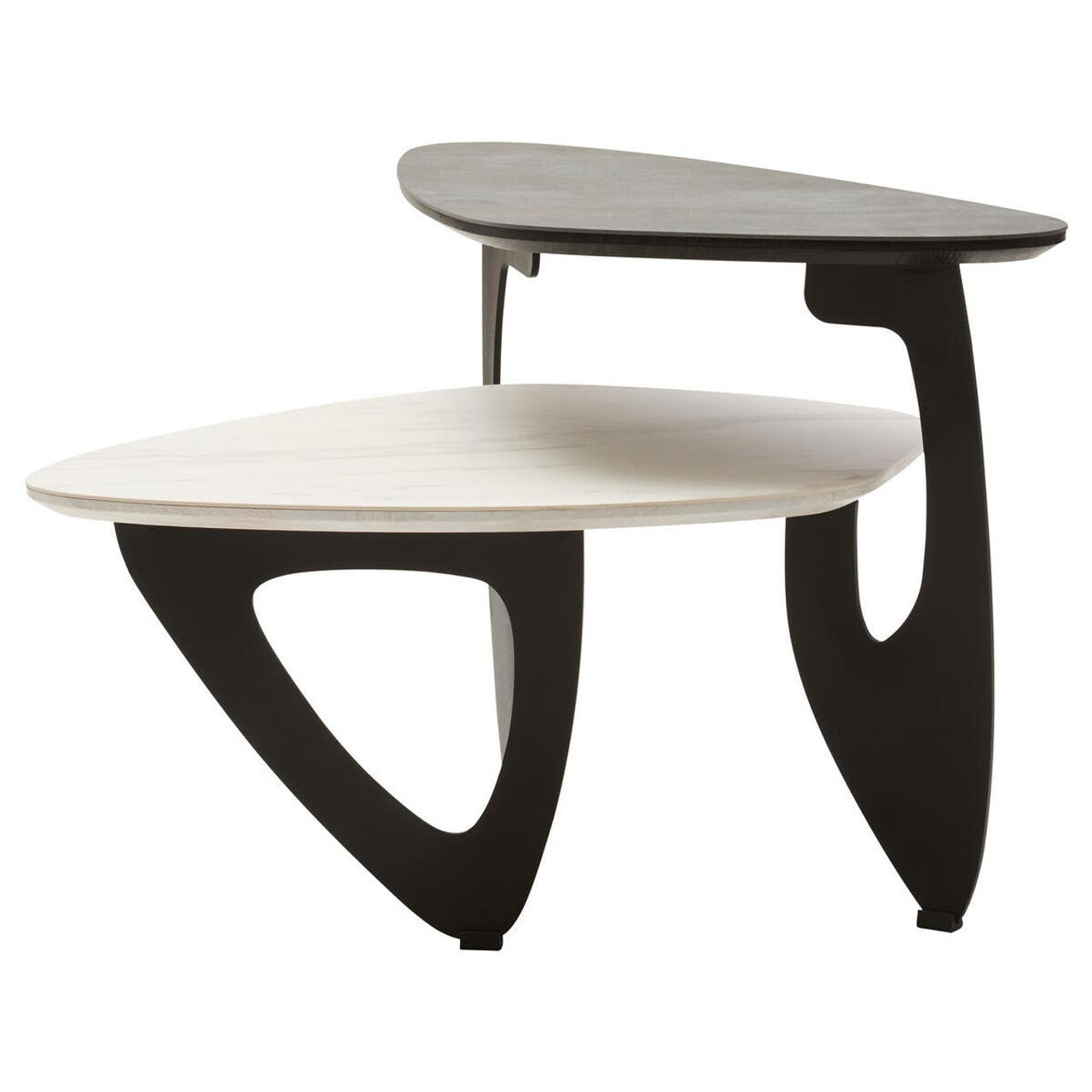 Regalia Small Asymmetrical Coffee Table side view showing two-tier gold frame construction