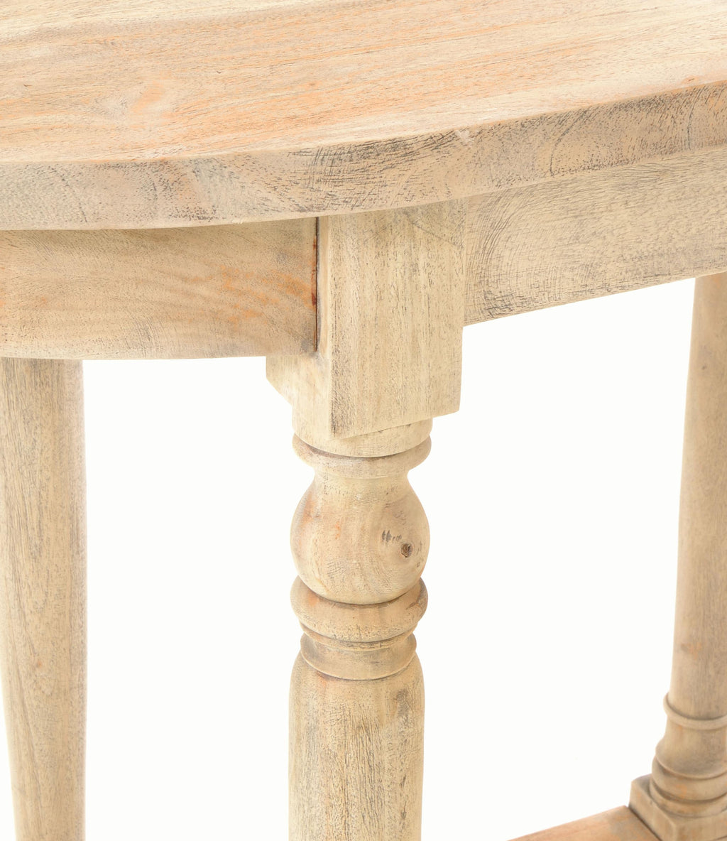 Small Demilune Console Table overhead view showing quarter-moon top shape