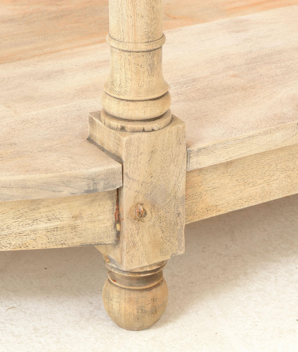 Small Demilune Vintage Console Table white background full product shot