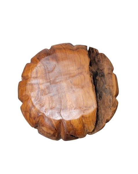 Teak Root Footstool overhead view showing natural organic silhouette