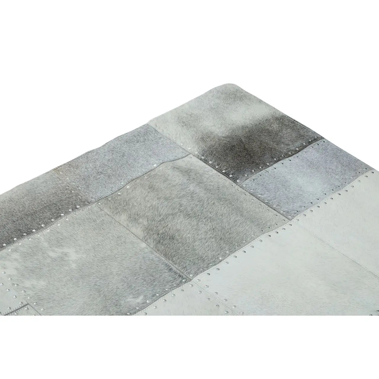 Vale Safira Grey Cowhide Rug 120x170cm size shown in room setting