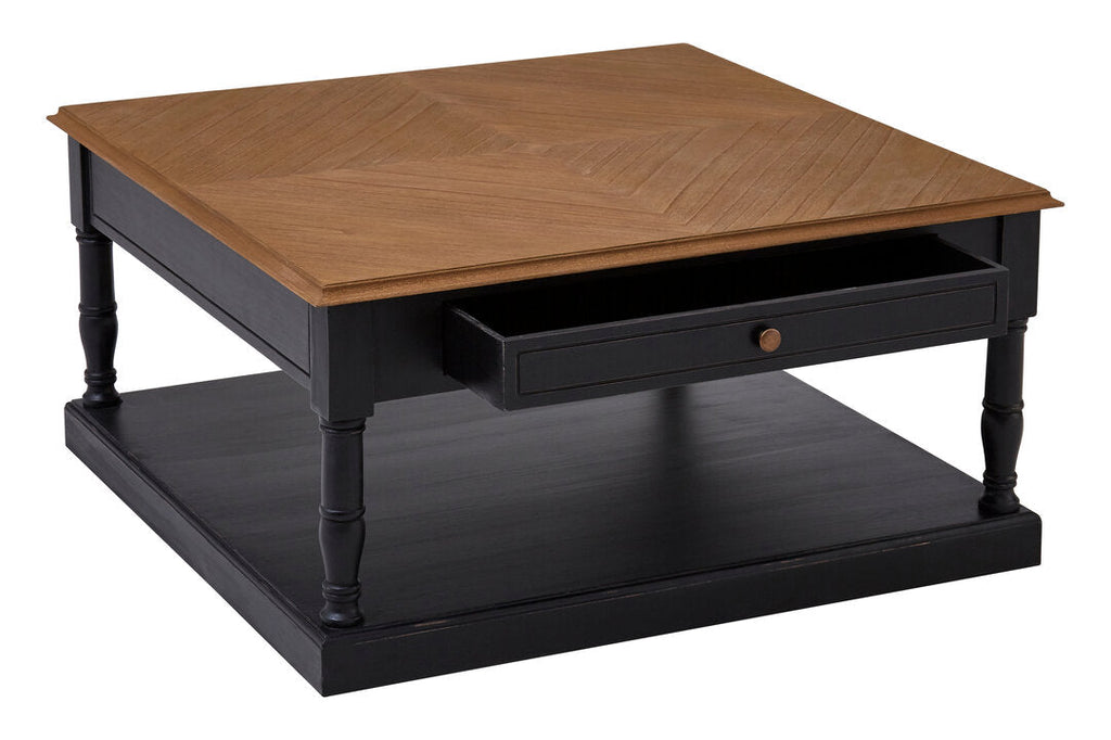 Vienne 1 Drawer Black Coffee Table full product shot on white background