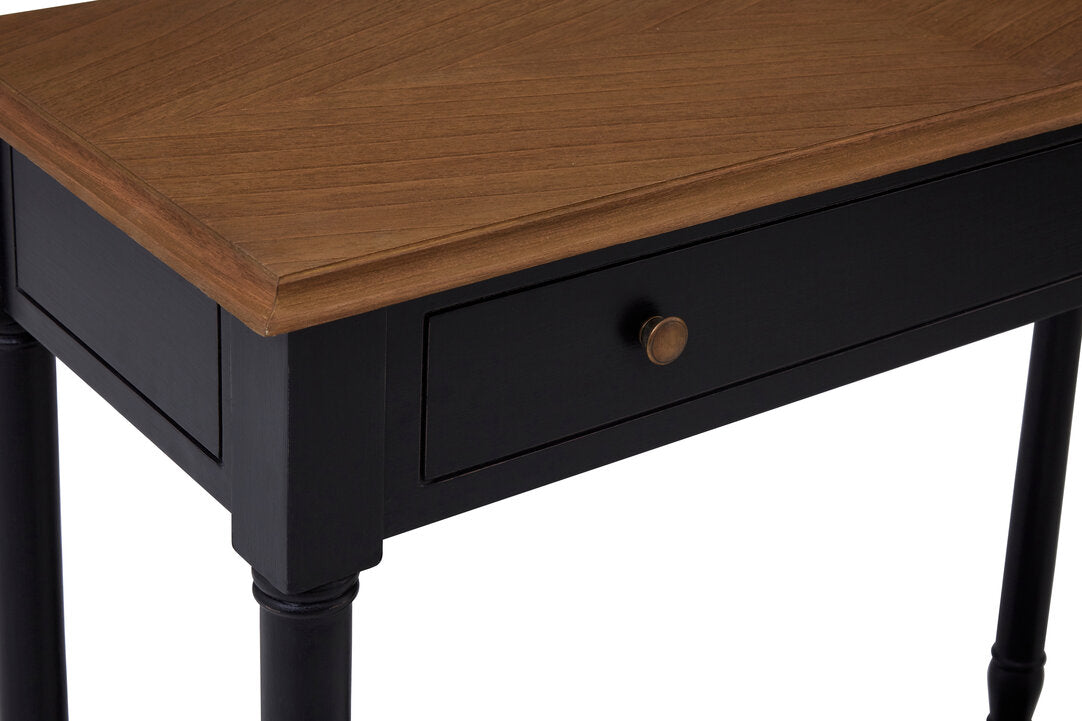 Vienne Black Console Table styled in hallway with decorative accessories