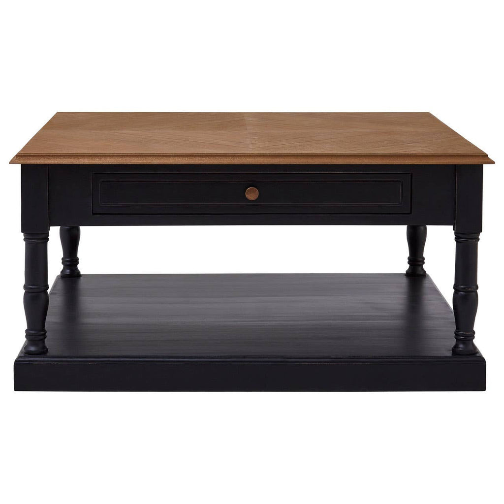 Vienne Black Coffee Table side profile showing carved knop leg detail