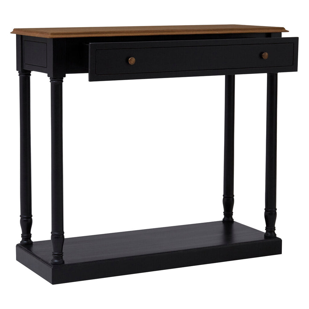 Vienne 1 Drawer Black Console Table drawer open showing storage
